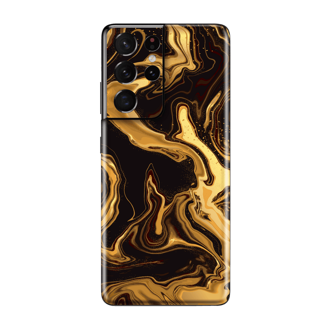 Samsung Galaxy S21 ULTRA Print Printed Custom SIGNATURE AGATE GEODE Melted Gold Skin Wrap Sticker Decal Cover Protector by EasySkinz | EasySkinz.com