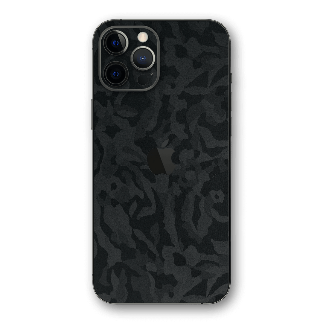 iPhone 12 PRO Luxuria Black 3D Textured Camo Camouflage Skin Wrap Decal Protector | EasySkinz