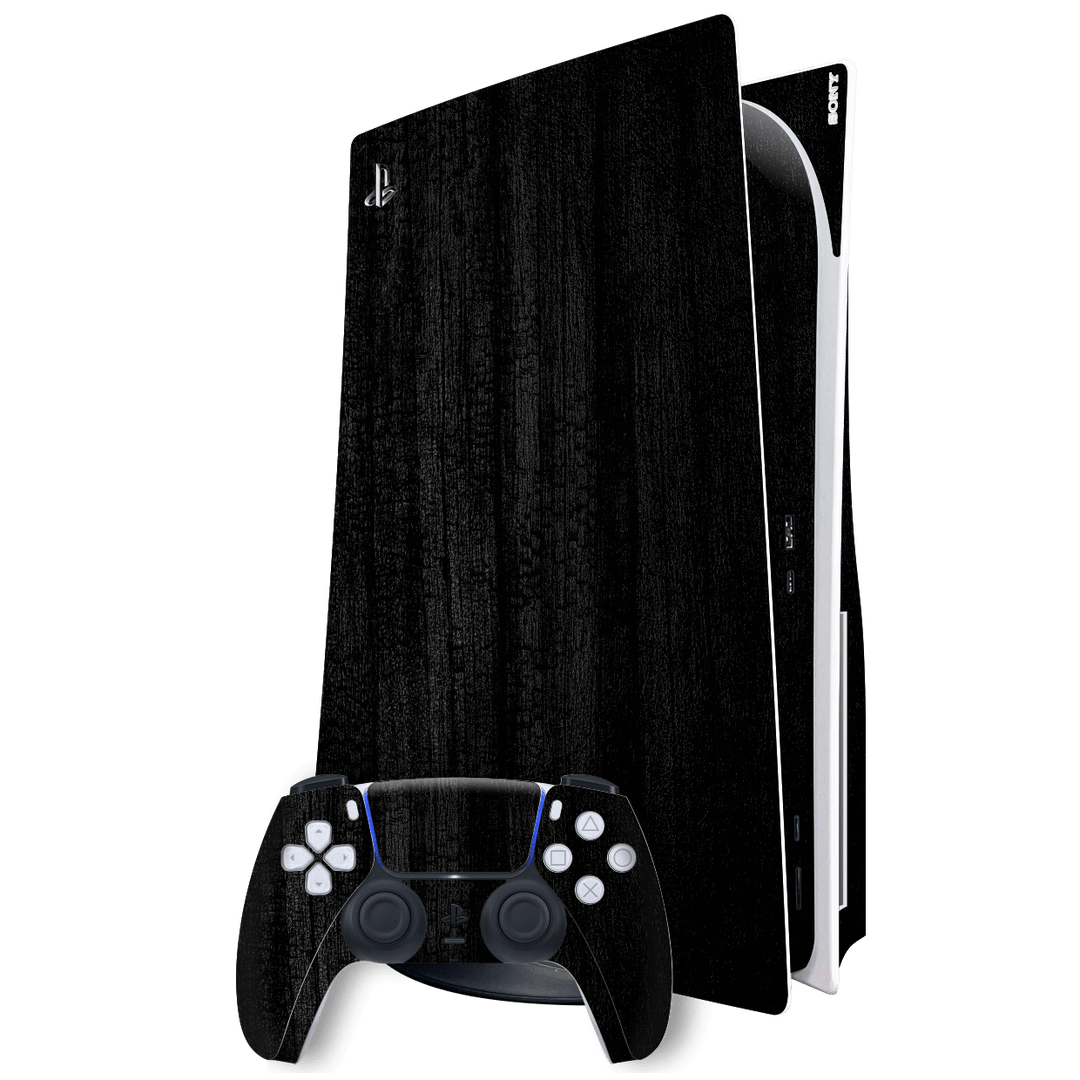 Playstation 5 (PS5) DISC Edition Luxuria Black Charcoal Black Dragon 3D Textured Skin Wrap Sticker Decal Cover Protector by EasySkinz | EasySkinz.com