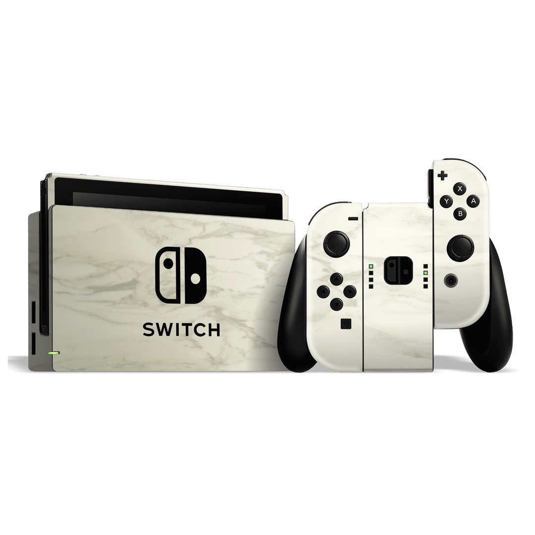 Nintendo SWITCH Luxuria White MARBLE Skin Wrap Sticker Decal Cover Protector by EasySkinz