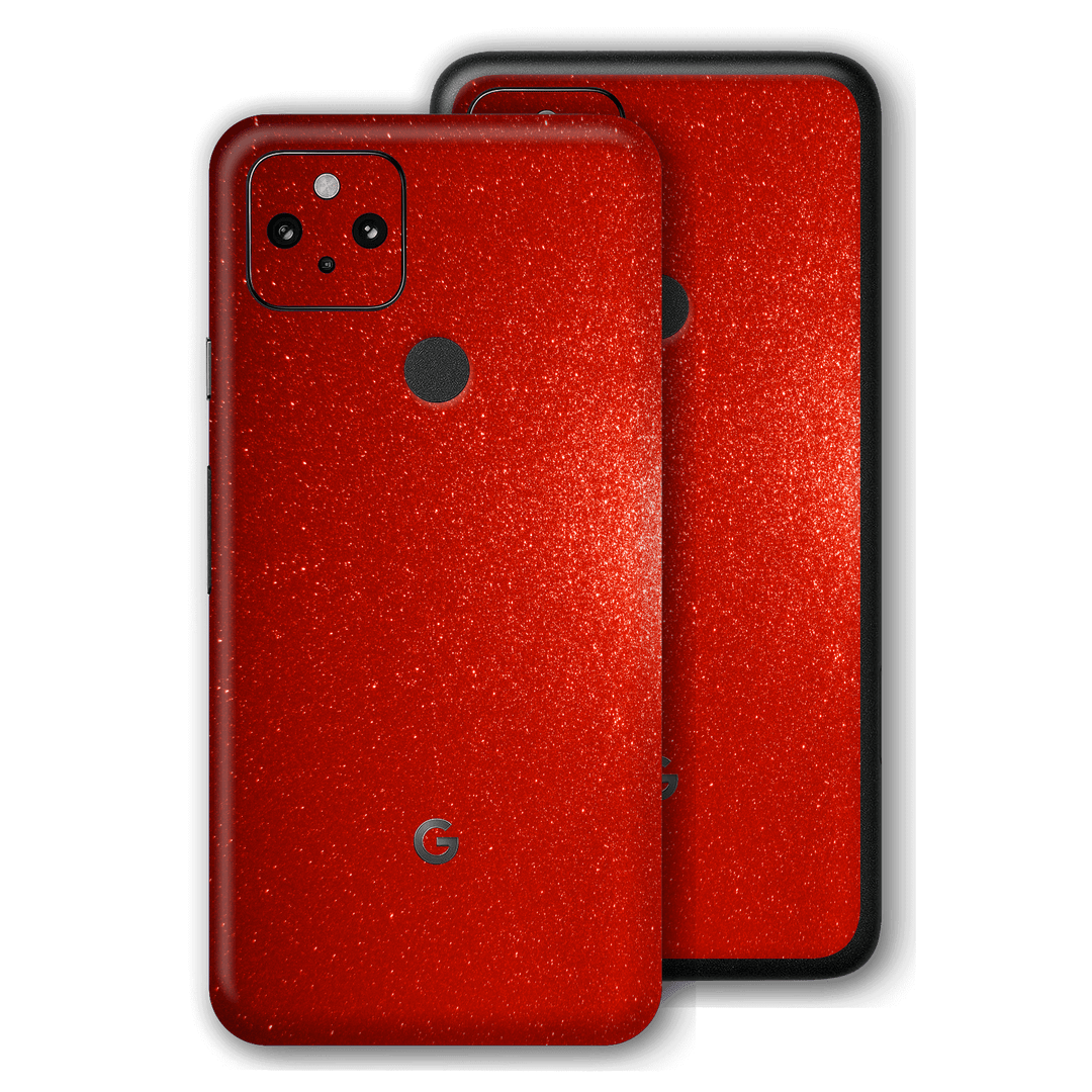 Google Pixel 4a 5G Diamond Red Shimmering, Sparkling, Glitter Skin, Wrap, Decal, Protector, Cover by EasySkinz | EasySkinz.com