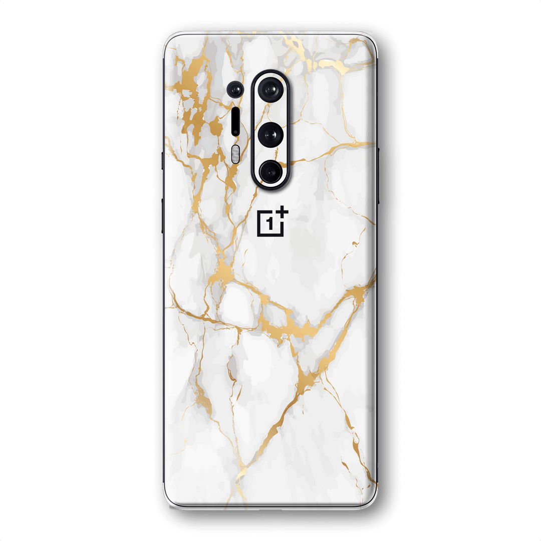 OnePlus 8 PRO Print Custom Signature Marble White Gold Skin Wrap Decal by EasySkinz